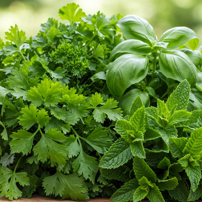 perejil albahaca menta y cilantro